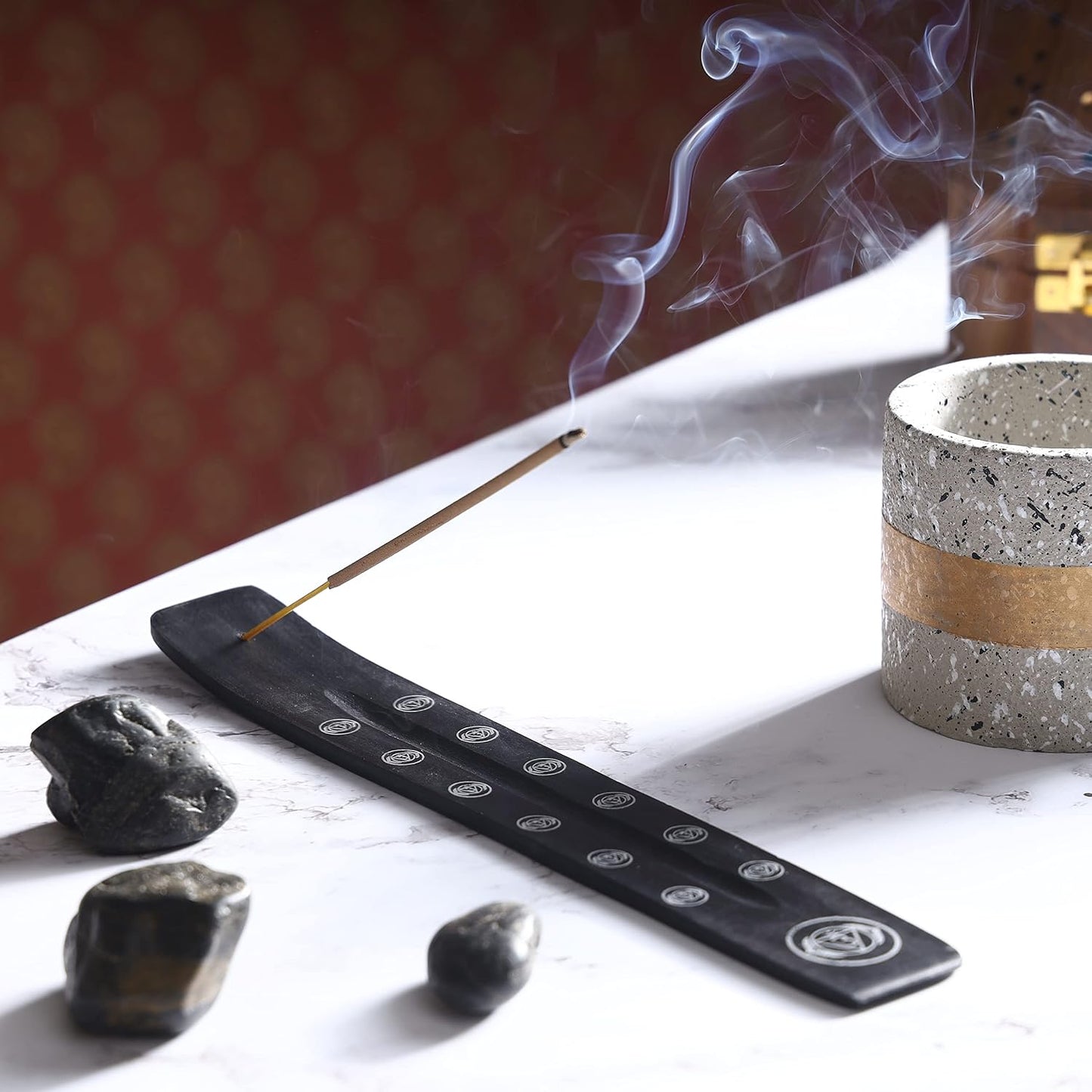 Bless-International Traditional-Handmade-Burner Wooden-Incense-Stick-Holder Ash-Catcher-Stand for-Aromatherapy-Meditation-Yoga (Incense Holder 10 inch(2 pcs))