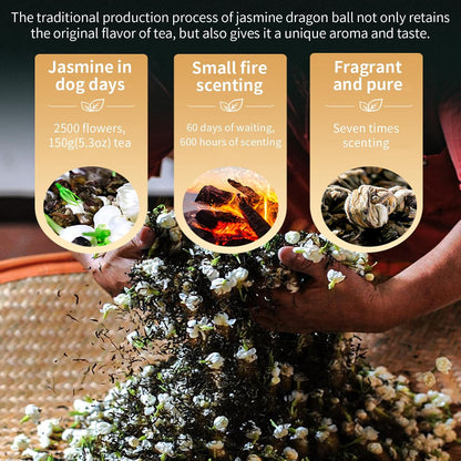 Yuexi Jasmine Green Tea Jasmine Dragon Pearls Tea Loose Leaf Chinese Green Tea Sweet Aroma 茉莉花茶 特级 茉莉龙珠 绿茶 花茶 5.3oz/150g