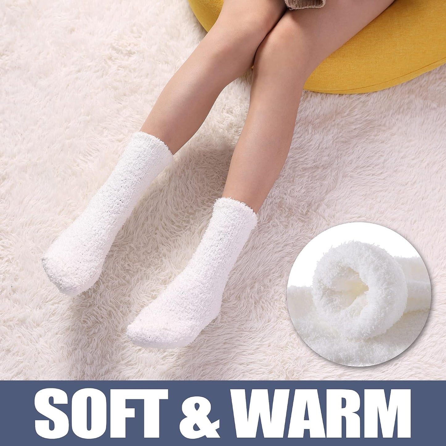 CHOWISH Womens Fuzzy Slipper Socks Super Soft Microfiber Fluffy Cozy Winter Warm Fuzzy Crew Socks