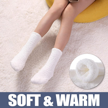 CHOWISH Womens Fuzzy Slipper Socks Super Soft Microfiber Fluffy Cozy Winter Warm Fuzzy Crew Socks
