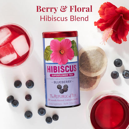 The Republic of Tea Blueberry Hibiscus Herbal Tea,Caffeine Free, 36 Count