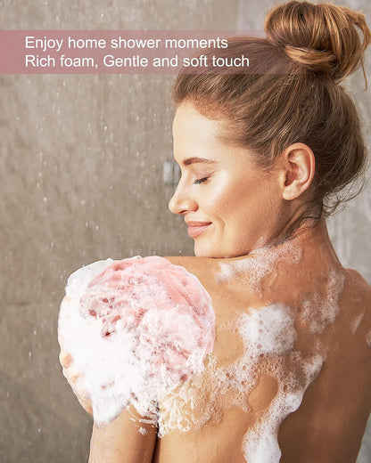 MTDLYICE Loofah Sponge, XXL Large Loofah 100g 4 Pack, Bath Sponge Soft Mesh Shower Loofah for Men, Body Scrub, Shower Pouf Bath Accessories, for Body Wash, Soap (Blue Gray)