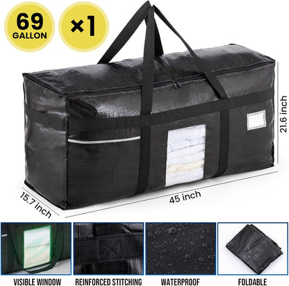 TAILI 69 Gallon Extra Large Storage Bags with Visible Window,Blue