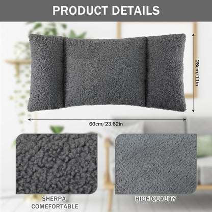 Queekay Fleece Lumbar Support Pillow 3 Section Back Pillow Office Chair for Back Support Comfortable Lumbar Cushion for Car Seat Pain Relief Sofa Rest(Gray)
