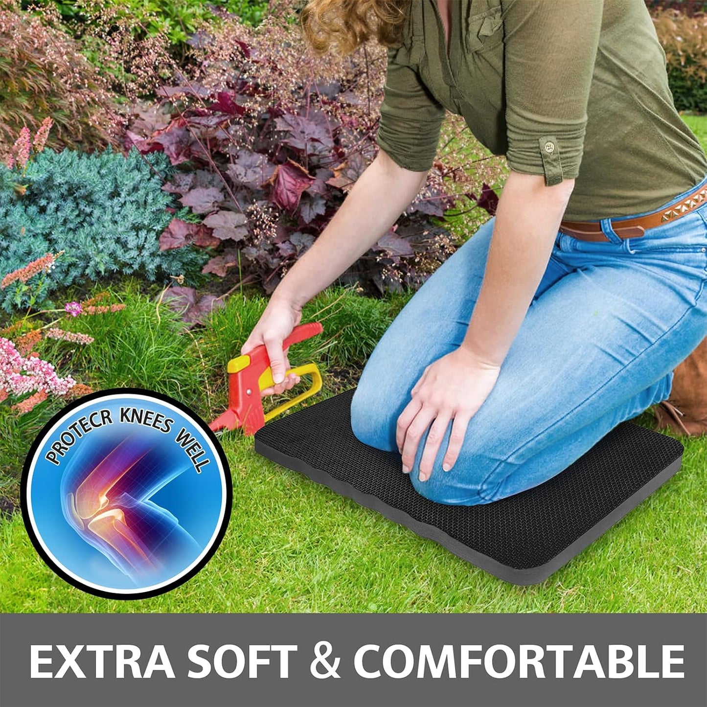 HOOPLE Extra Thick Kneeling Pad, Soft Foam Kneeling Cushion, Waterproof Gardening Knee Pads, Lightweight Knee Mat for Bathing, Workout Supplies, Exercise Yoga, Garden Work Gifts 17.5 x 11x 1 in, Blue