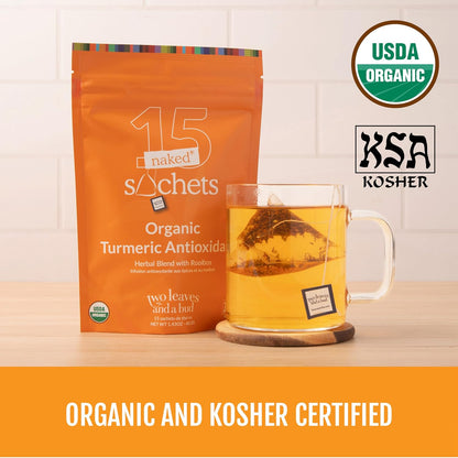 Two Leaves and a Bud Organic Turmeric Antioxidant Naked Tea Sachets, 15 Ct