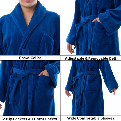 Alpine Swiss Blair Womens Cotton Terry Cloth Bathrobe Shawl Collar Velour Spa Robe