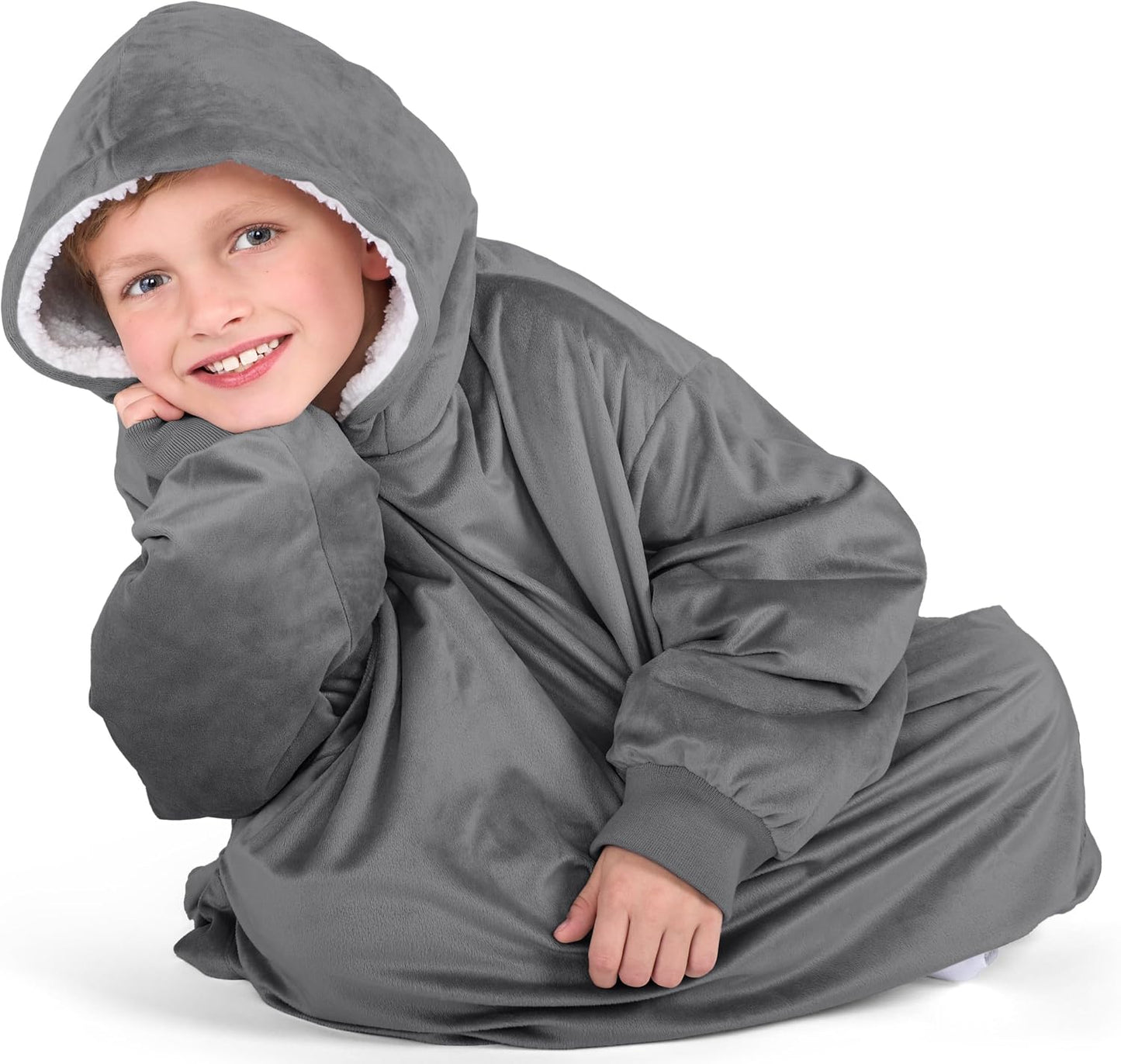 Bare Home Wearable Blanket Hoodie - Soft Plush Sherpa - Warm and Cozy - Oversized Wearable Blanket