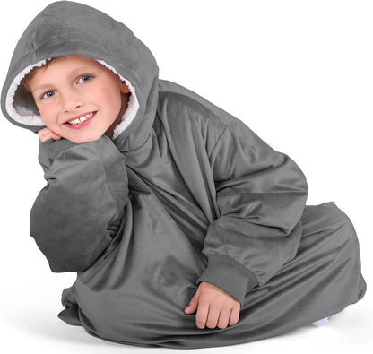 Bare Home Wearable Blanket Hoodie - Soft Plush Sherpa - Warm and Cozy - Oversized Wearable Blanket