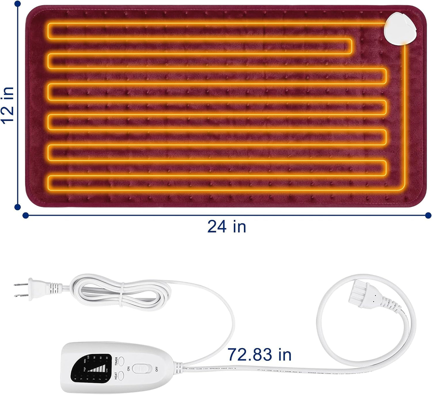 Electric Heating pad with 6 Heat Settings, Auto Shut Off, Dry Electric Heating for Back Neck Knee Arms Legs Shoulder Heat Pads for Christmas Birthday Father Mother's Day (24"X12", Gray Green)