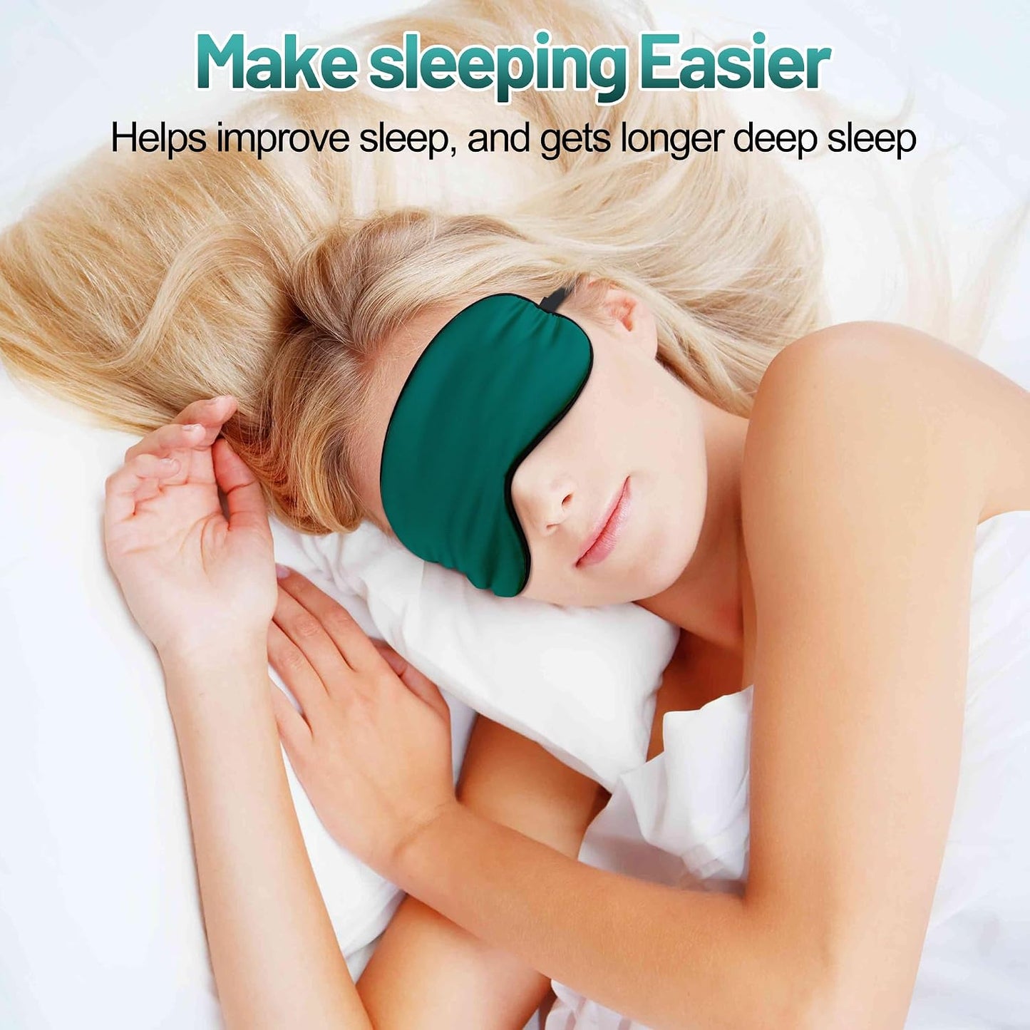 Sleep Mask, Silk Eye Mask for Sleeping with Adjustable Strap, Satin Blackout Sleeping Eye Mask for Men&Women, Comfortable Blindfold Eyeshade for Night Sleep(Black)