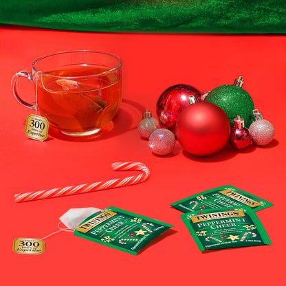 Twinings Peppermint Cheer Herbal Tea Individually Wrapped Bags, 20 Count (Pack of 6), Peppermint & Creamy Vanilla, Naturally Caffeine-Free, Enjoy Hot or Iced, 120 Teabags