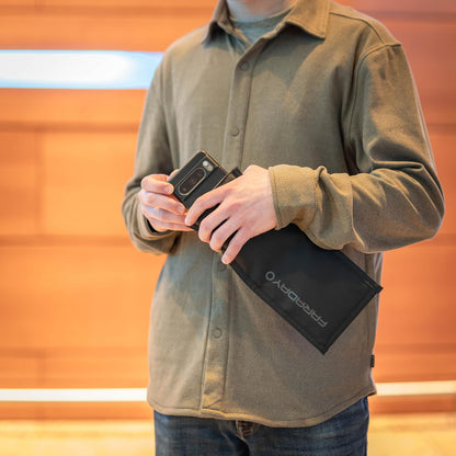 Faraday Defense Faraday Bag Jacket Pro for Phones | Magnetic Closure, Shielding - Law Enforcement & Military, Travel & Data Security, Privacy, Anti-Tracking Anti-Hacking Black (Phone Vertical)