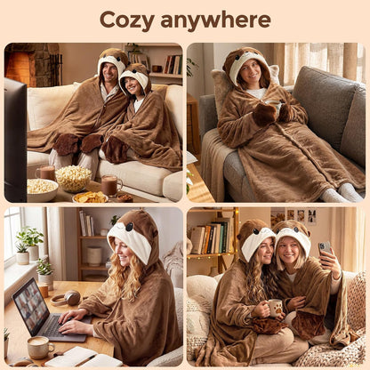 Mewaii Ultimate Softness Highland Cow Wearable Blanket Hoodie –Expertly Designed for American Body Full Coverage with Easy Movement Oversized Warm Cozy Flannel Blanket Cute Highland Cow Gift for Women