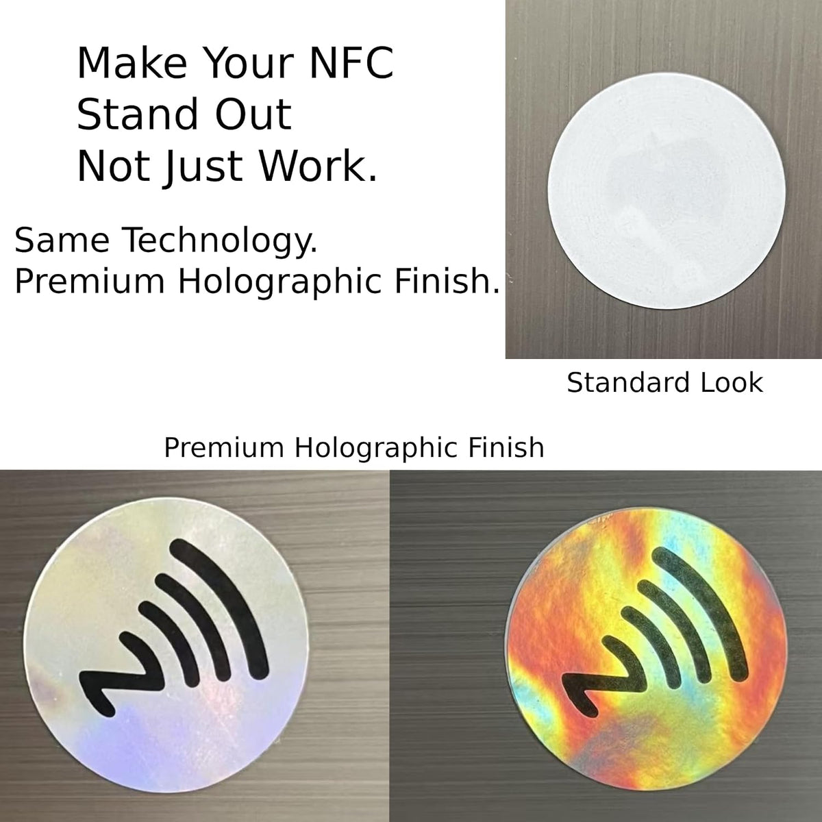 DAMILA NTAG215 Anti-Metal NFC Tags with Holographic Labels