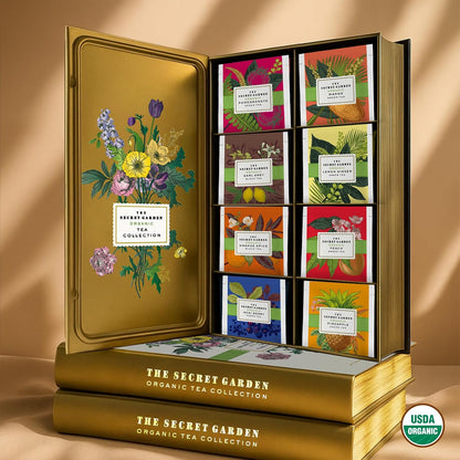 Life Plus Style Gourmet The Secret Garden Organic Tea Gift Set 80 Tea Bags 8 Flavors Green & Black Assorted Pack Sampler Tea Set Collection with Mango & Fruit Infusions Premium Birthday Gift for Women