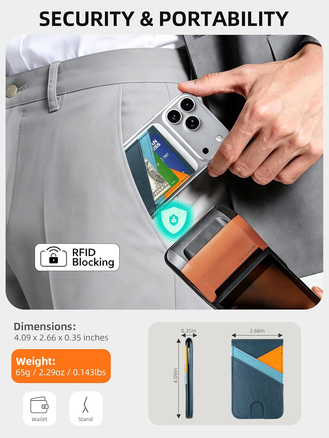 TopMade Magnetic Wallet Stand Tracker for Magsafe (iOS Only), Black