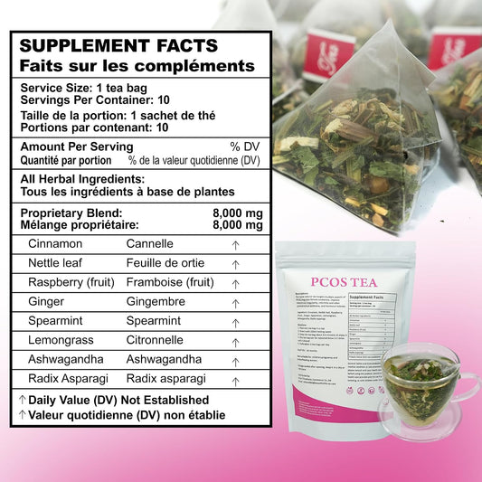 Laicuherb PCOS Spearmint Tea, for Women Hormone Balance & Promote Relaxation and Helps with Hirsutism and Acne, 10 Tea Bags Organic Spearmint Tea for Healthy Ovulation and Fertility