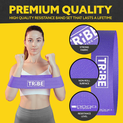 Fabric Resistance Bands for Working Out, 5-Band Set for Legs and Glutes