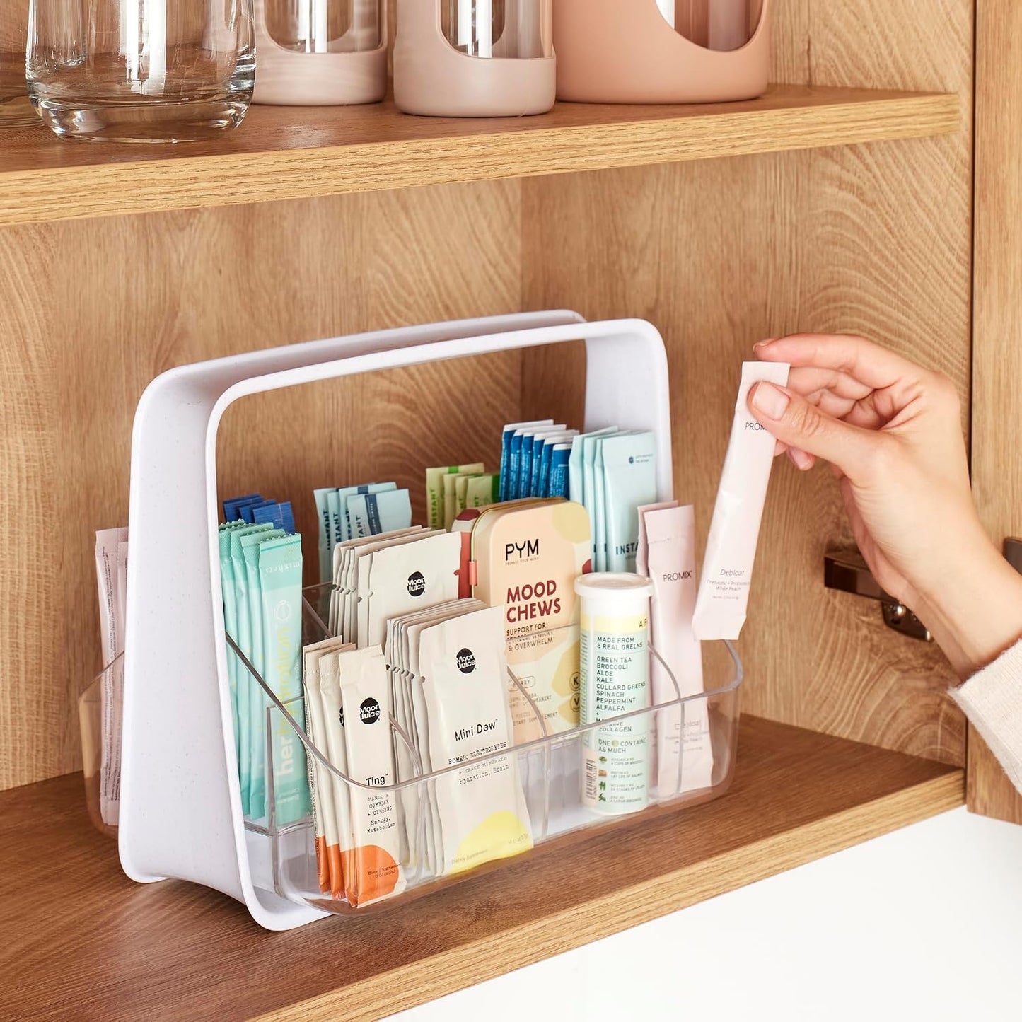 YouCopia TeaStand Tea Bag Organizer with Clear Removable Bins, Cabinet or Pantry Storage Caddy, 80-Bag