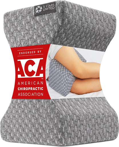 5 STARS UNITED Knee Pillow for Side Sleepers - Hip Pain Relief, Memory Foam Leg Cushion for Side Sleeping - Between Legs Pillow for Sciatica & Lower Back Pain, White