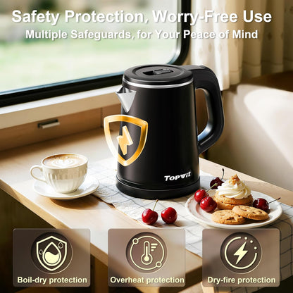 TOPWIT 0.8L Small Electric Kettle, Portable Travel Kettle, Stainless Steel