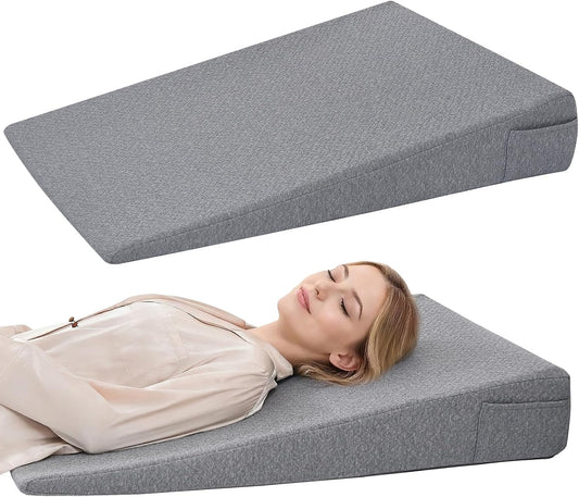 Vekkia 34" Extra-Long Wedge Pillow, 5.5" Bed Wedge Pillow for Sleeping,Gray