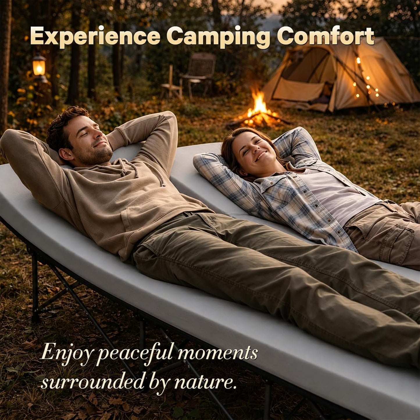 CYMULA Camping Cot Pad 2 Inch Memory Foam, Camping Pad for Folding Cot and Foldable Cot, Portable Roll Up Camp Gear for Car Camping Travel Tent, Non-Slip Waterproof Bottom, Removable Cover, Pad Only