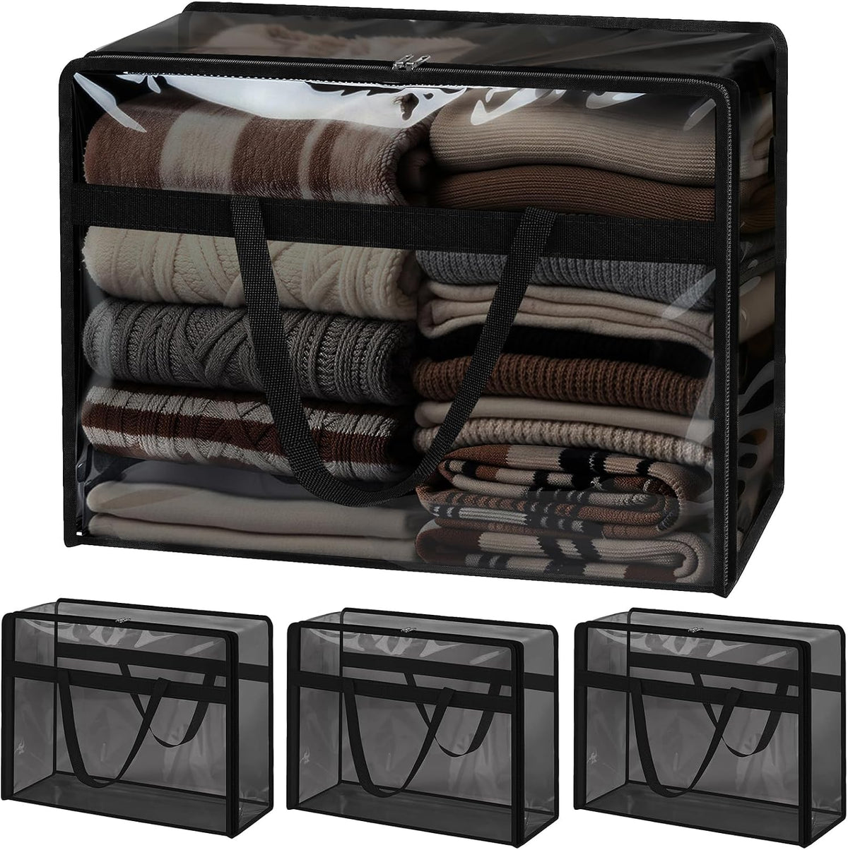 Blanket Storage Bags Extra Large 60L 4 Pack Clothes Organizer