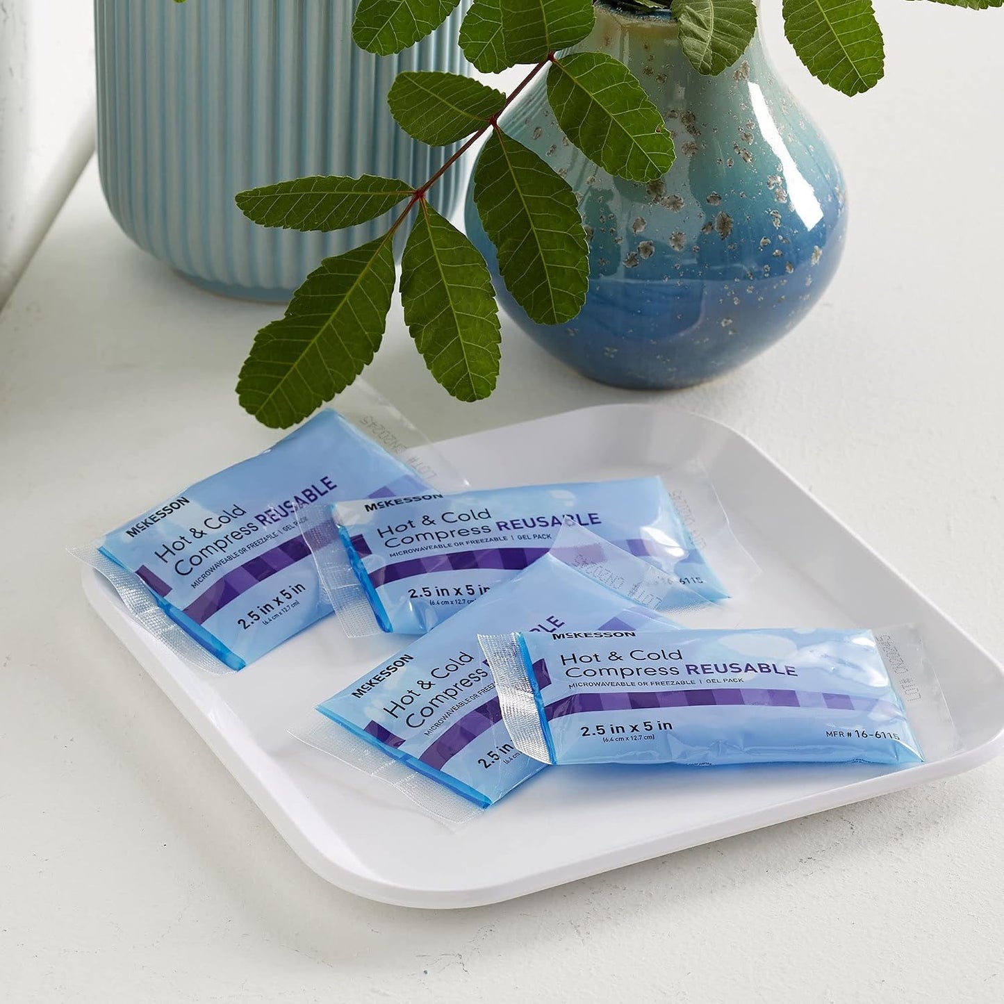 McKesson Cold and Hot Compress Reusable [24 Pack] Gel Ice Hot Packs for Injuries, 6.75 in x 10.5 in