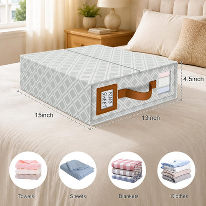 Large Bed Sheet Organizers and Storage for Linen Closet, Grey