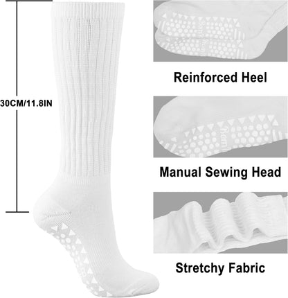 BomKinta Pilates Socks with Grips for Women - Yoga Grippy Slouch Scrunch Sock - Slipper Socks for Barre Workout Hospital