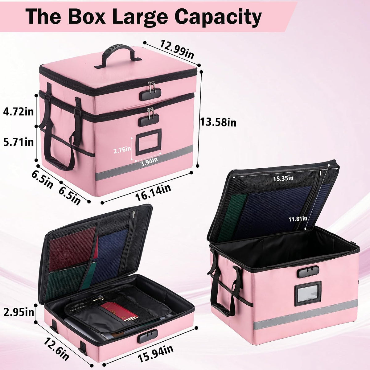 EXLIFBAG Fireproof File Organizer with Lock, 1 Layer