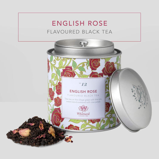 Whittard of Chelsea - Tea Discoveries English Rose Caddy - Black Loose Leaf Tea, Vegetarian, Vegan Friendly, Resealable Tin (100g, 1ct)