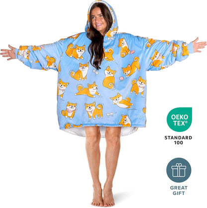 Bare Home Wearable Blanket Hoodie - Soft Plush Sherpa - Warm and Cozy - Oversized Wearable Blanket