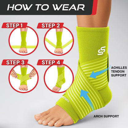 Sleeve Stars Ankle Brace for Women & Men, Ankle Wrap for Sprain, Compression Sleeve for Plantar Fasciitis Relief, Easy Customizable Support: w/ Removable Strap (Single/M:10"-12"/Black)