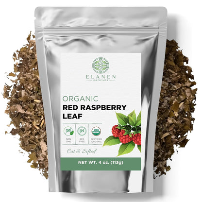 Organic Red Raspberry Leaf 4 oz. (113g), USDA Certified Organic Red Raspberry Leaf Tea Pregnancy, Loose Rasberry, Cut & Sifted