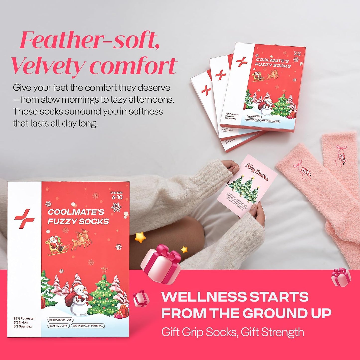 COOLMATE Fuzzy Socks for Women Gift Box – Cozy Soft Cloud Socks for Spa Home, Mother’s Day Gifts for Mom Grandma