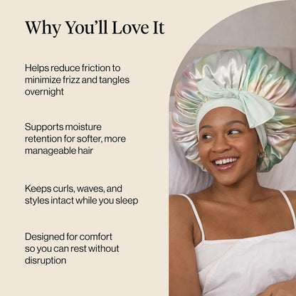 Kitsch XL Satin Bonnet for Sleeping - Softer Than Silk Bonnet For Sleeping Women - Secure Fit, Adjustable, Night Cap For Curly & Textured Hair - Prevents Breakage, Tangles & Thinning - Blush