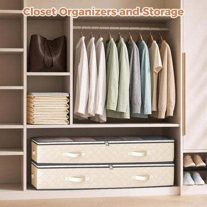 Budding Joy 95L Under Bed Storage Containers, 4 Pack Closet Organizers Grey
