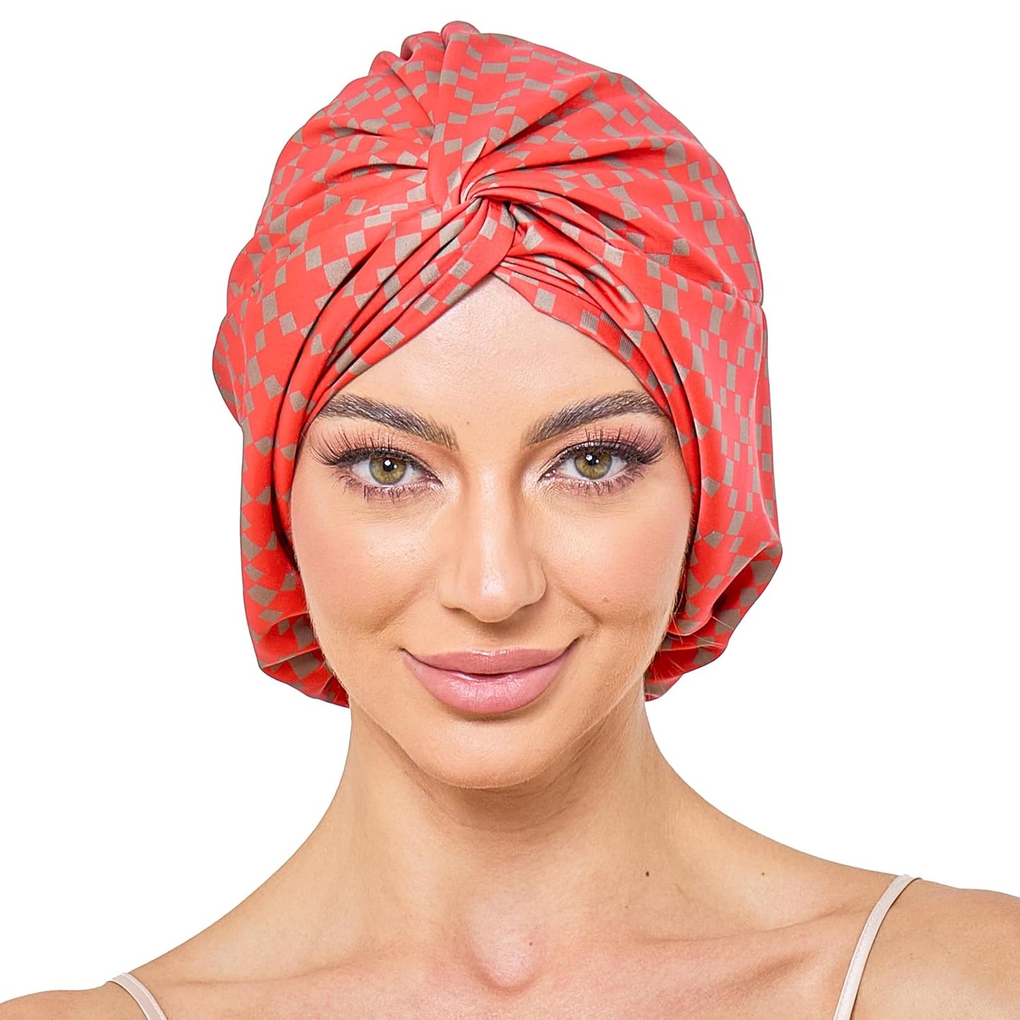 Adjustable Silk Satin Bonnet for Sleeping Hair Wrap, Double Layer Sleep Cap, Night Turban for Large Long Curly Braid Women Men Hair - Matcha Green
