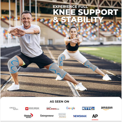 Modvel Compression Knee Brace for Women & Men, 2-Pack Knee Brace for Running Knee Pain, Knee Support Compression Sleeve, Workout Sports Knee Braces for Meniscus Tear, ACL & Arthritis Pain Relief