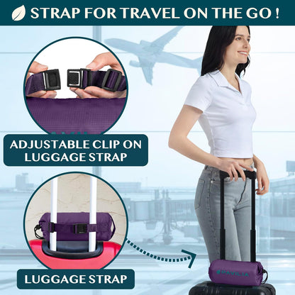 PAVILIA Travel Blanket Airplane Compact with Bag Lightweight, Purple