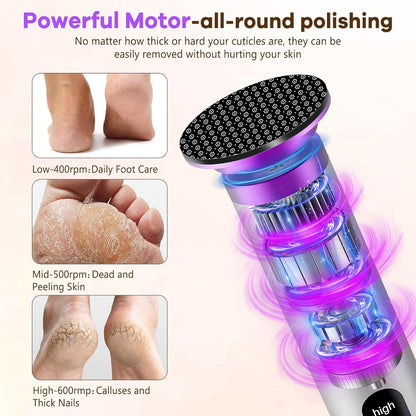 Electric Foot Callus Remover, Apply Oil,Foot File,Reusable Nano-Glass Head, Ergonomic Premium Aluminum Callus Remover for feet, Professional Foot SPA Pedicure Tool at Home