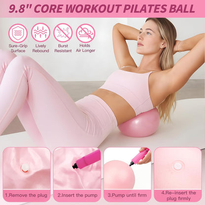 NANATI Pilates Kit, Home Pilates Workout Kit for Women, Pilates Equipment with 14.5" Pilates Ring and Ball, Resistance Bands, Dumbbells & Grip Socks for Home Workouts