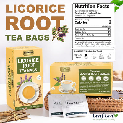 LeafLea Licorice Root Tea Bags, Caffeine-Free Liquorice Tea, 80 Count
