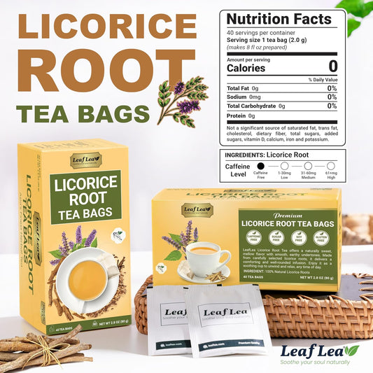 LeafLea Licorice Root Tea Bags, Caffeine-Free Liquorice Tea, 80 Count