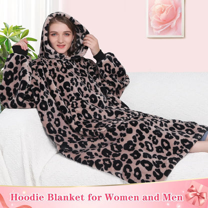 Waitu Wearable Blanket Sweatshirt Gifts for Women and Men, Warm and Cozy Giant Blanket Hoodie, Thick Flannel Blanket with Sleeves and Giant Pocket - Dark Gray