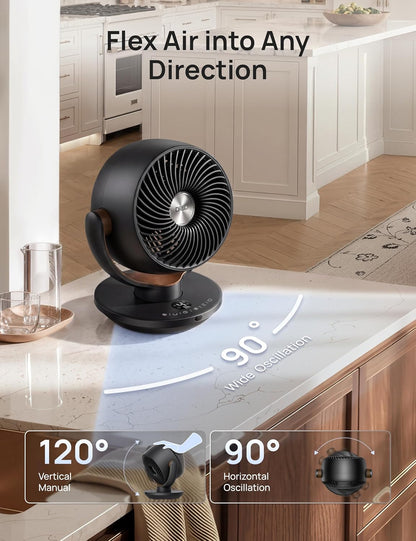 DREO Fan for Bedroom, Desk Air Circulator Fan with Remote, 11 Inch Table Fans for Whole Room, 65ft Powerful Airflow, 120° Vertical Manual +90° Oscillating, 4 Speeds, 8H Timer, 25dB Quiet Fan, Home