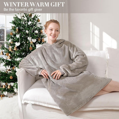 LetsFunny Blanket Hoodie,Oversized Wearable Sherpa Fleece Blanket Sweatshirt,Super Soft Warm Cozy with Giant Pocket,Gifts for Women Men Adults Teenagers, One Size Fits All